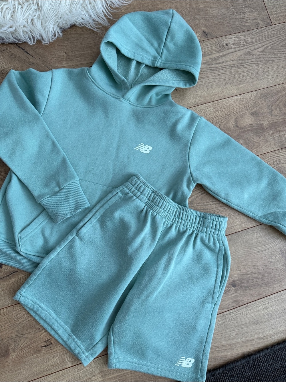 New Balance Kids Mint Green Hoodie & Shorts set